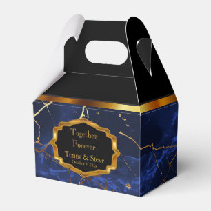 Elegante Sapphire Blue Marble and Gold Fevor Box Geschenkschachtel