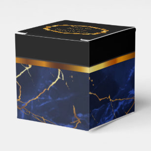 Elegante Sapphire Blue Marble and Gold Fevor Box Geschenkschachtel