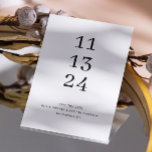 Elegante saubere, einfache Typografie minimalistis Save The Date<br><div class="desc">Schwarz-Weiß saubere Grundtypografie einfach Save the Date für elegantes minimalistisches Hochzeitsthema. Bitte kontaktieren Sie mich,  wenn Sie weitere Informationen benötigen.</div>