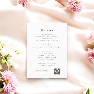 Elegante saubere Hochzeitdetails qr Code Begleitkarte