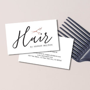 Elegante saubere Roségold-Schere Hairstylist Visitenkarte