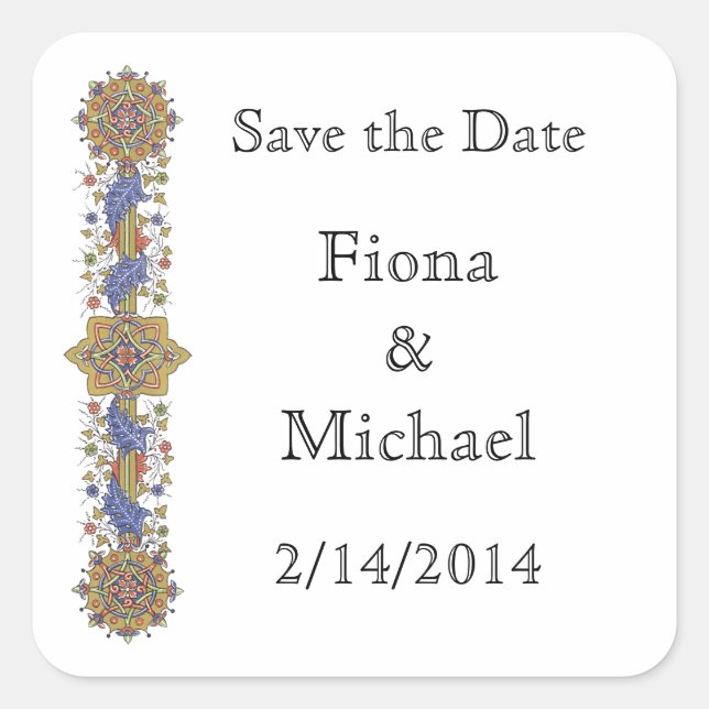 Elegante Save the Date antike Art Custom Stickers (Vorderseite)