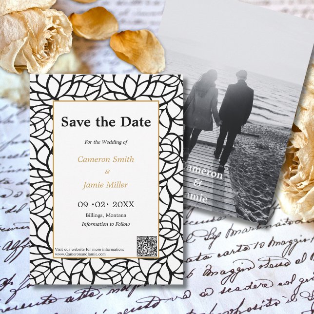 Elegante Save the Date Black Foliage Einladung (Elegant Save The Date Black Foliage Invitation)