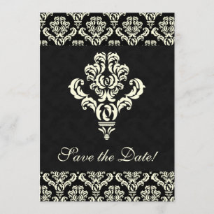 Elegante Save the Date Card Black Suede Cream