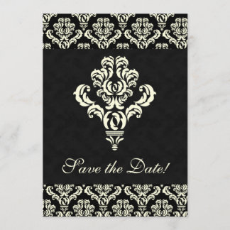Elegante Save the Date Card Black Suede Cream