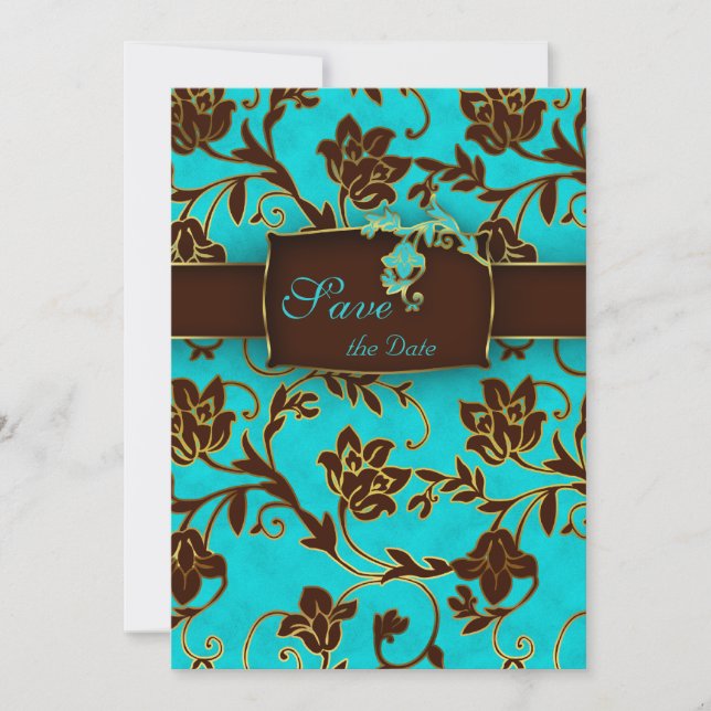 Elegante Save the Date Card Gold Floral BB 2 (Vorderseite)