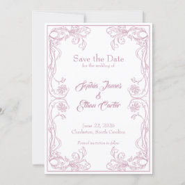 Elegante Save the Date Card - Rosa Filigree Einladung