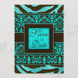 Elegante Save the Date Card Zebra Damask BB