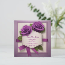 Elegante Save-the-Date: Eine Affäre mit lila Rosen