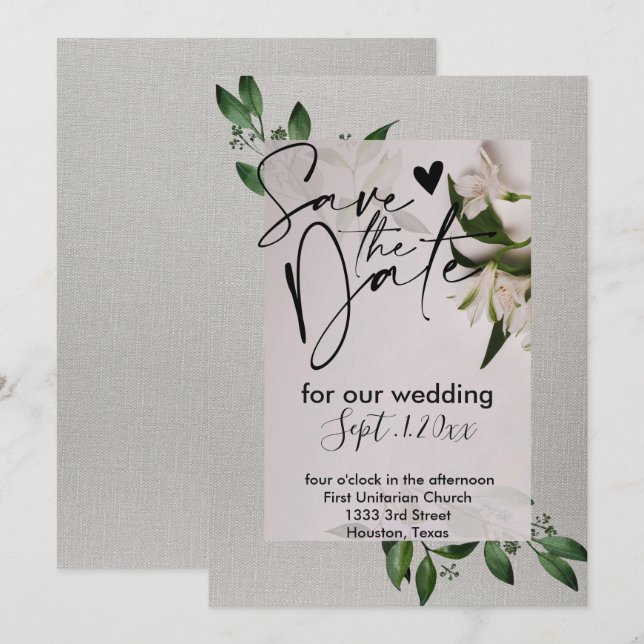 Elegante Save the Date Einladung (Vorne/Hinten)