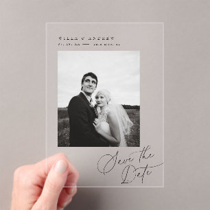 Elegante Save-the-Date-Foto-Minimal-Karte Acryleinladungen