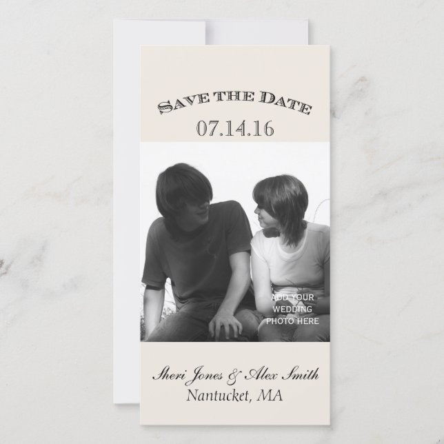 Elegante Save the Date Fotokarten Vertikal (Vorderseite)