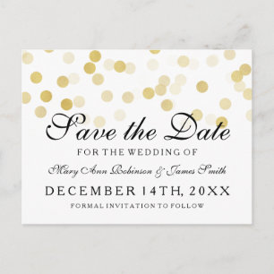 Elegante Save the Date Gold Foil Glitzer Lights Ankündigungspostkarte