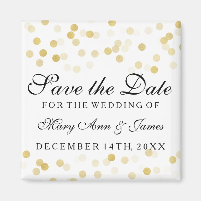 Elegante Save the Date Gold Foil Glitzer Lights Magnet (Vorne)