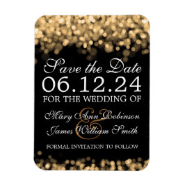 Elegante Save the Date Gold Lights Magnet