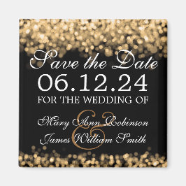 Elegante Save the Date Gold Lights Magnet