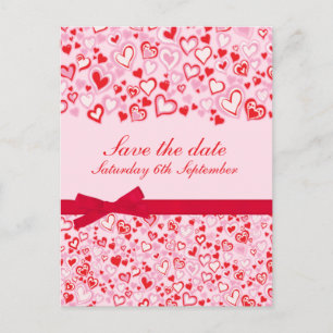 Elegante Save the Date Herz & Bows rosa Karte