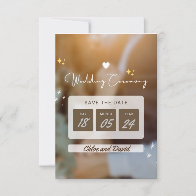 Elegante "Save the Date" Hochzeitkarte - bearbeitb Save The Date (Vorderseite)