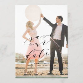 Elegante Save the Date kalligraphische Fotokarte