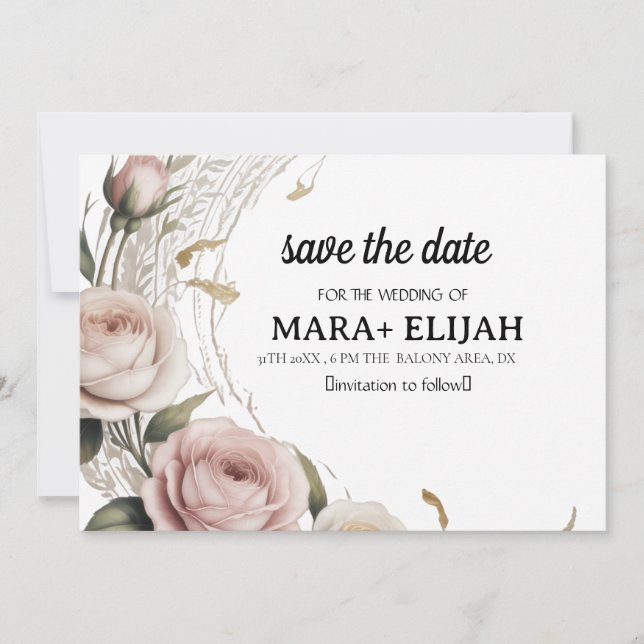 Elegante Save the Date Karte (Vorderseite)