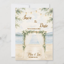 Elegante Save-the-Date-Karte mit Bergsee-Motiv