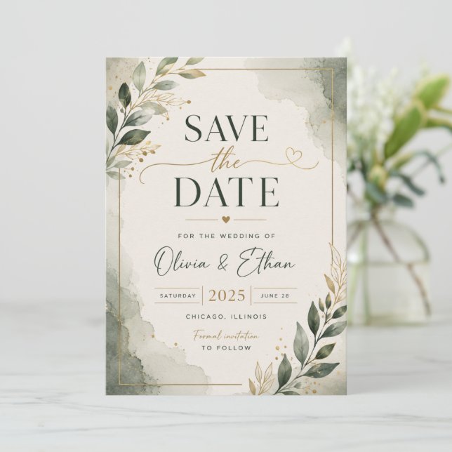 Elegante Save-the-Date-Karte Save The Date (Stehend Vorderseite)