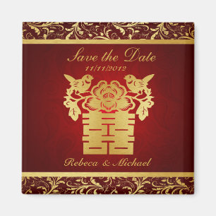 Elegante Save the Date Magneten - doppeltes Glück Magnet