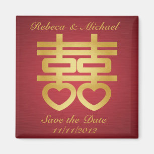 Elegante Save the Date Magneten - doppeltes Glück Magnet