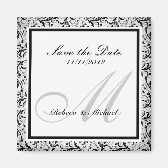Elegante Save the Date Monogram-Magnete Magnet (Vorne)