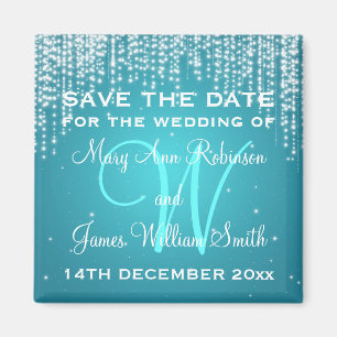 Elegante Save the Date Nacht blenden Blau Magnet