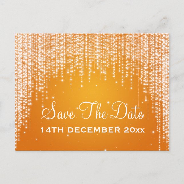 Elegante Save the Date Nachtleben Ankündigungspostkarte (Vorderseite)