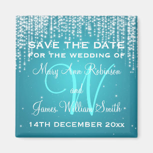 Elegante Save the Date Nachts Dazzle Blue Magnet