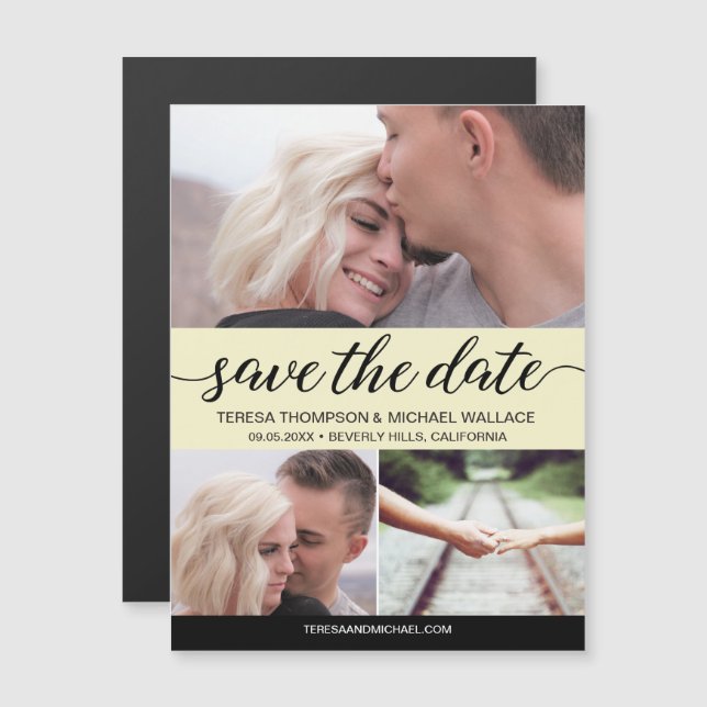 Elegante "Save the Date" Personalisiert Wedding Ma Magneteinladung (Vorne/Hinten)