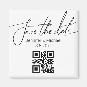 elegante Save-the-Date, QR-Code minimalistische Ho Magnet