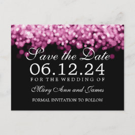 Elegante Save the Date rosa Lichter Ankündigungspostkarte