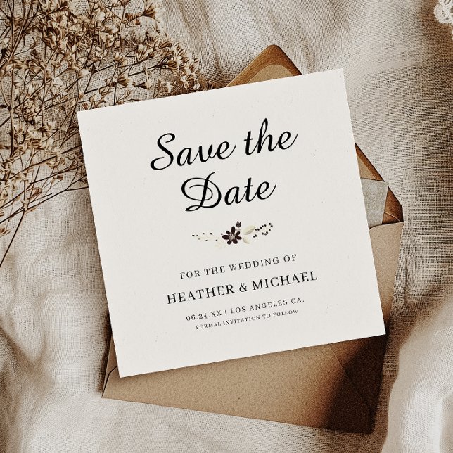 Elegante Save the Date Square Card (Set the tone for your big day with this elegant Save the Date—timeless, personal, and unforgettable!)