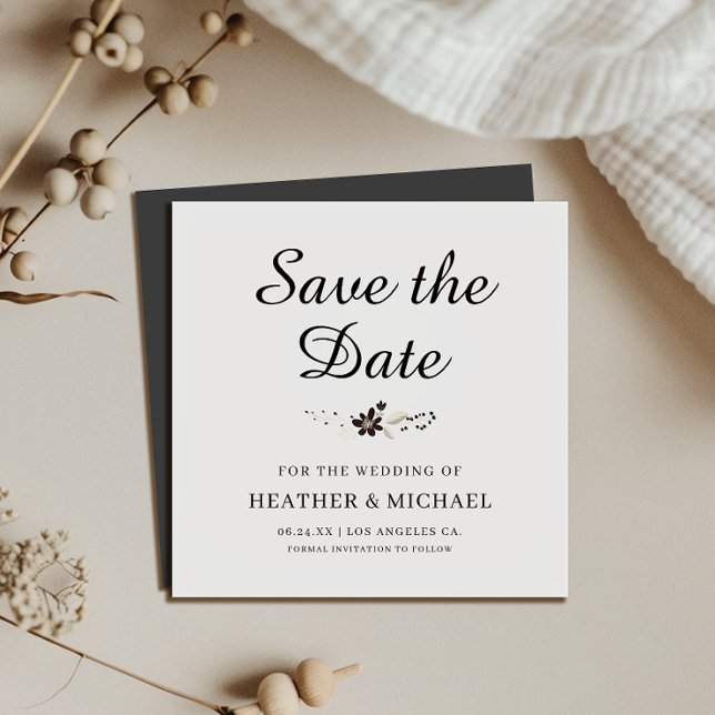 Elegante Save the Date Square Magnet Card (Make it easy for guests to remember your big day with our elegant save-the-date magnet invitation.)