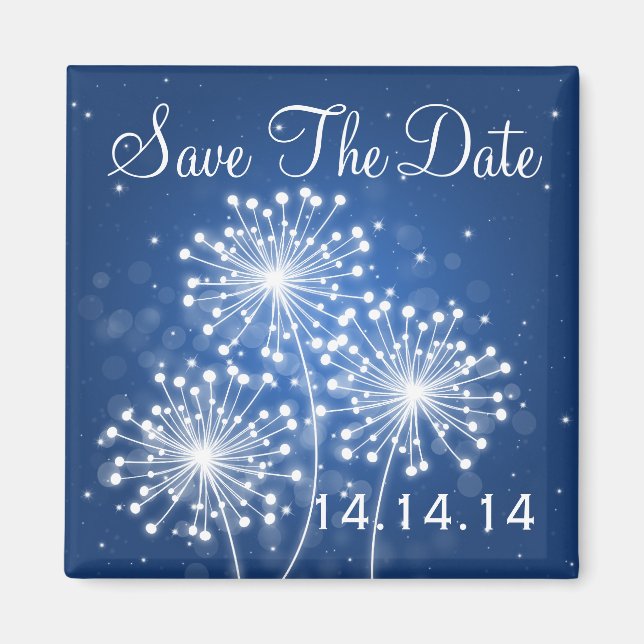 Elegante Save the Date Summer Sparkle Sapphire Blu Magnet (Vorne)