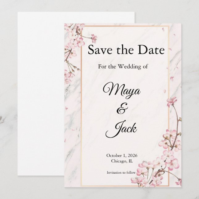 Elegante Save the Dates Einladung (Vorne/Hinten)