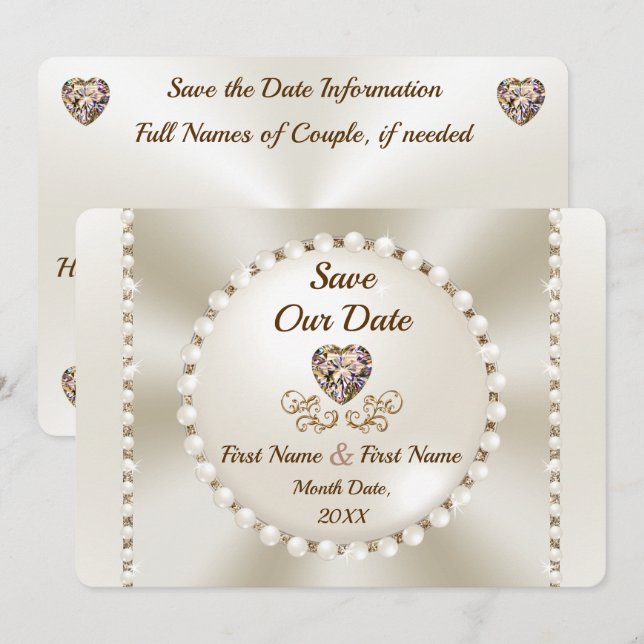 Elegante Save the Dates, Personalisierte Hochzeit Einladung (Vorne/Hinten)