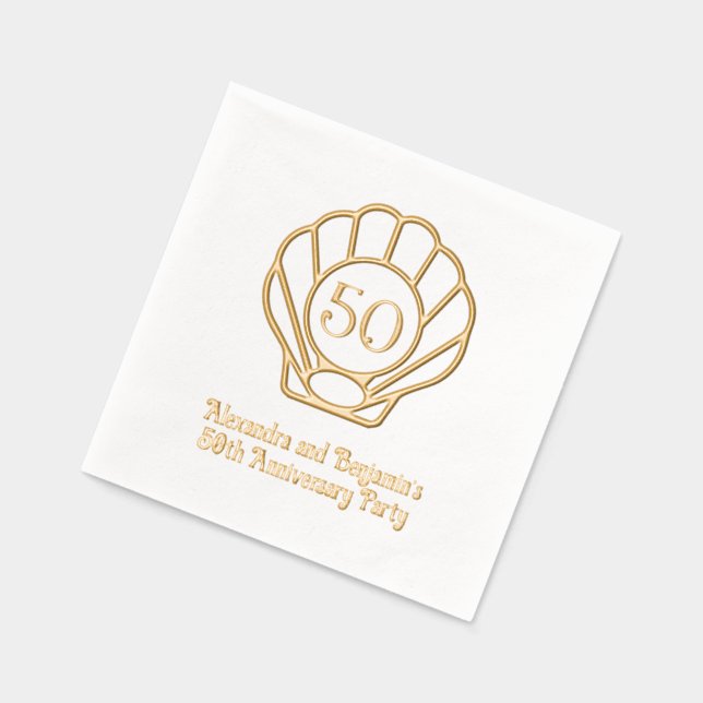 Elegante Scallop Muschel Jubiläum Party 2 Servietten Mit Folie (Links)