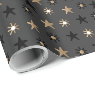 Elegante Scandi Christmas Gold & Black Wrapping Wr Geschenkpapier