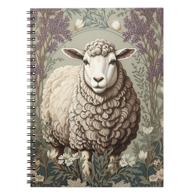 Elegante Schafe Lavendel Blumen Hintergrund Notizblock (Vorderseite)