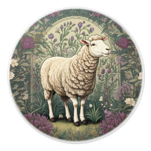 Elegante Schafe Lavendel Blumenhintergrund Keramikknauf