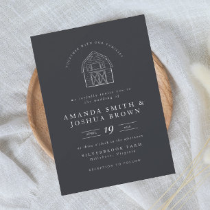 Elegante Scheunenillustration Farmhouse-Hochzeit Einladung