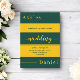 Elegante schick grüne und goldene Streifen Luxusho Einladung