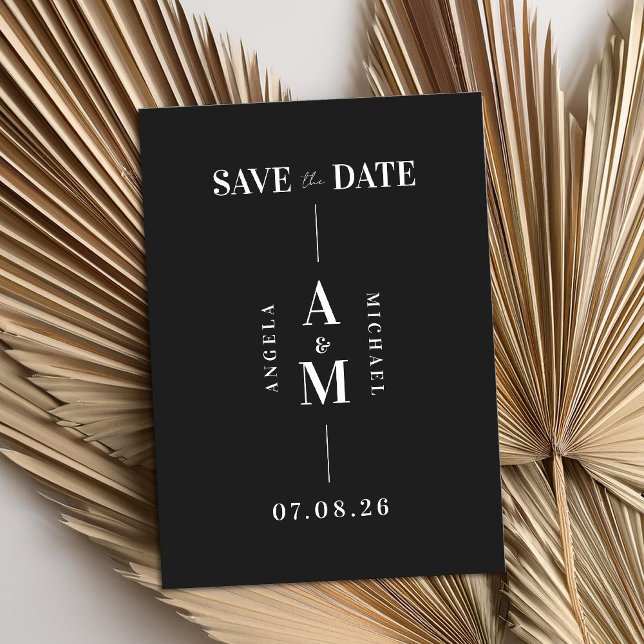 Elegante, schick Schwarz und Weiß Hochzeit Sichern Save The Date (Von Creator hochgeladen)