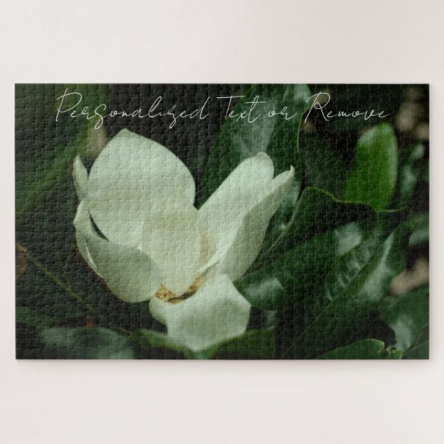 Elegante, schick-weiße Magnolie mit Personalisiert Puzzle (Horizontal)