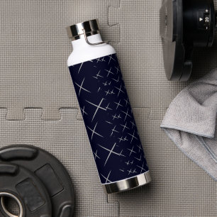Elegante schicke blaue schwarze Wasserflasche Trinkflasche