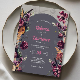 Elegante schicke Blume, graue Hochzeitseinladung Einladung